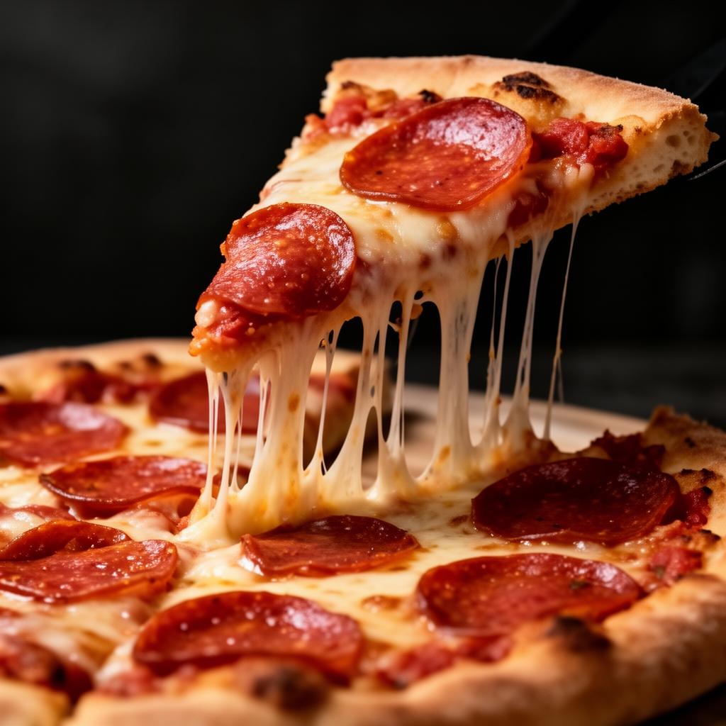 Pizza com queijo derretido